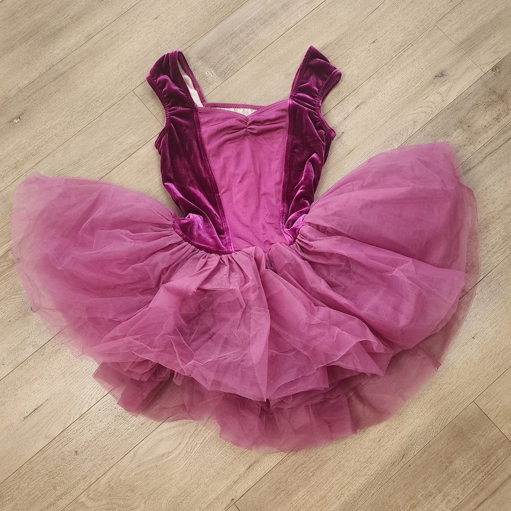 Kids Velvet Tutu Dress - Purple